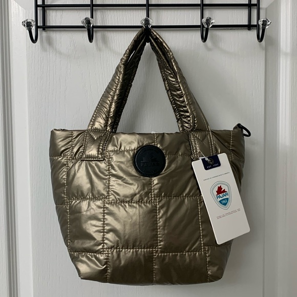 Pajar Handbags - Gold / Bronze Quilted Puffer Small Handbag / Crossbody Bag